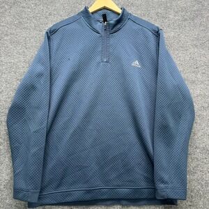 Adidas Sweatshirt Men's XL Blue Quilted Quarter Zip Pullover Long Sleeve